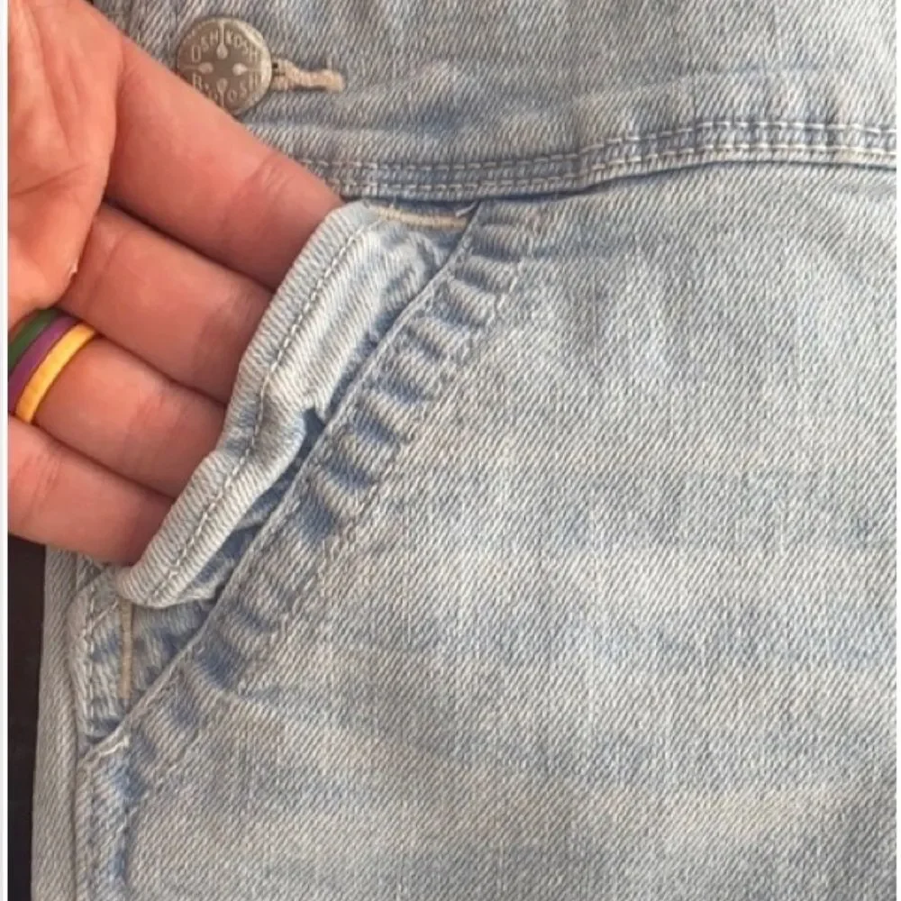 OshKosh B'gosh Kid 5T Toddler Girls Vestbak Overalls Denim Jean Rainbow Shorts